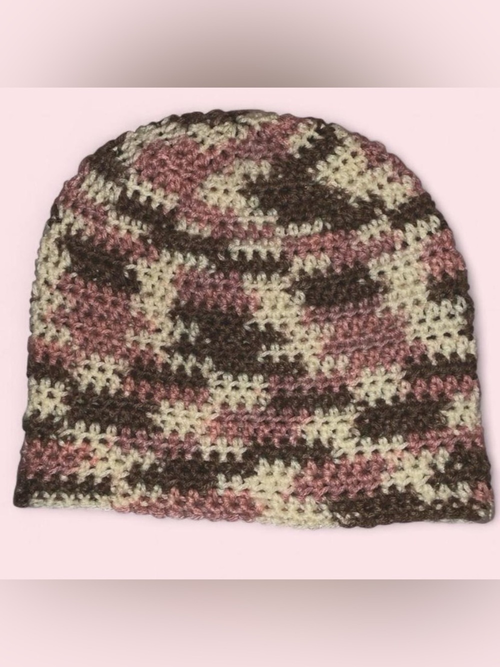 Crochet Beanie Handmade Neapolitan Color Coquette Cap, Twee, New w/o tag, OS.